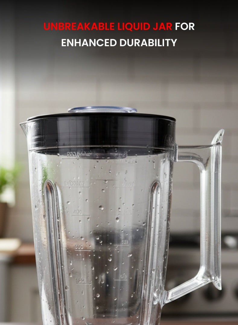 أوجيرا عصارة وخلاط كهربائي 2 في 1 بقوة 650 واط | وعاء سوائل غير قابل للكسر | صانع عصائر وسموثي | محرك عالي القدرة | تصميم مدمج لسطح المطبخ | سهل التنظيف | OG5104BR أسود/فضي - Image 4